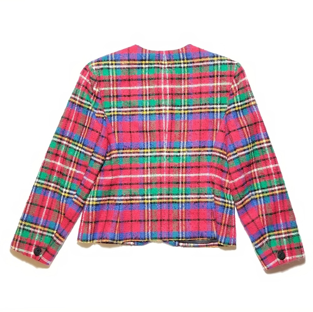 Vtg Pendleton Christmas Plaid Buttoned Blazer - image 7